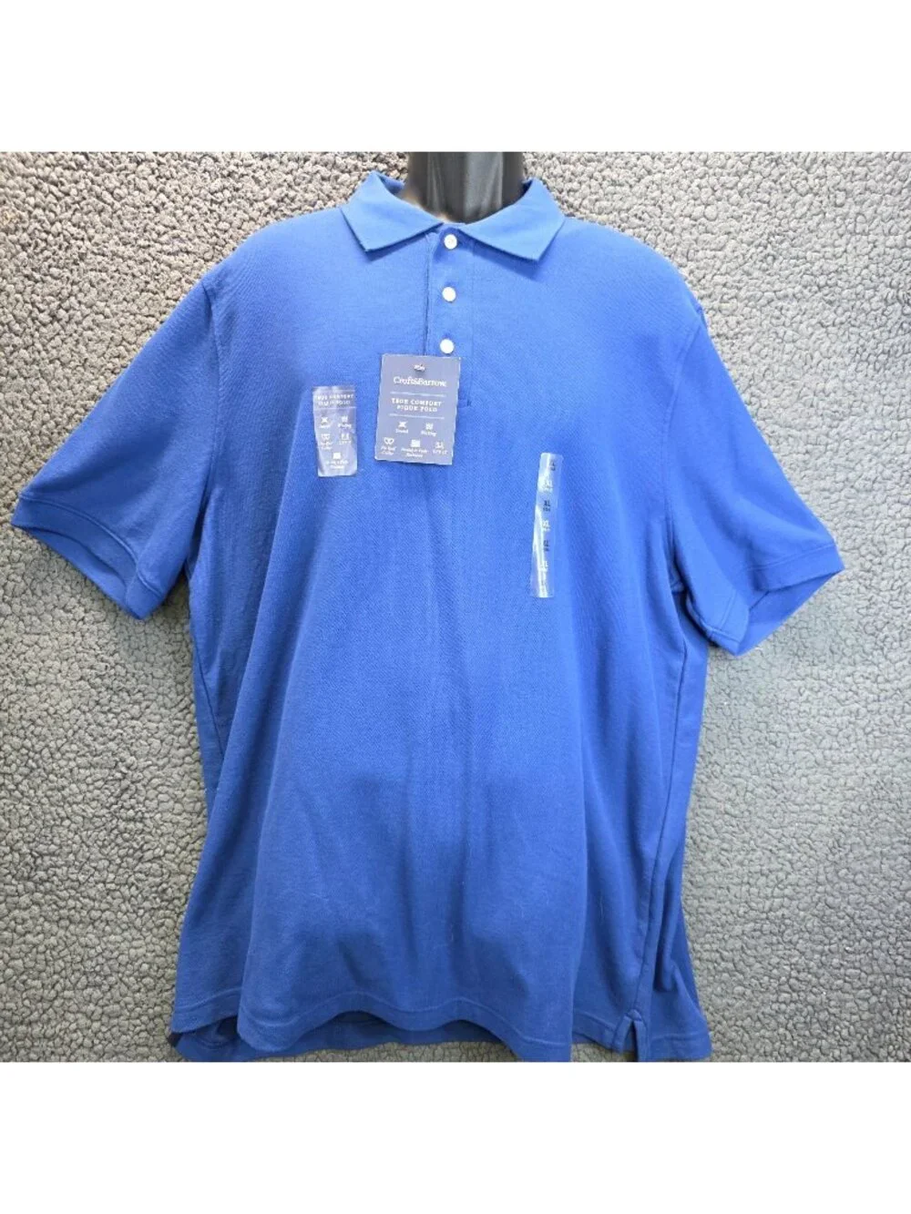Croft & Barrow Pique Polo Shirt XL Blue Knit Comfort Preppy Golf Club Resortcore